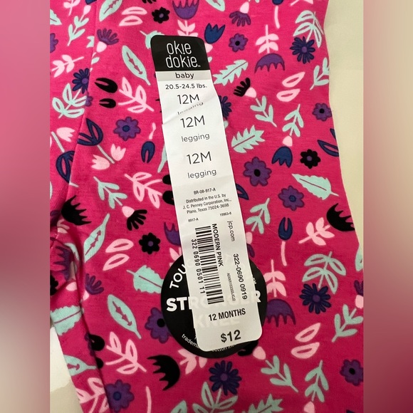 okie dokie Baby Girls Soft & Cozy Legging “Modern Pink” 12mos NWT - Picture 2 of 5